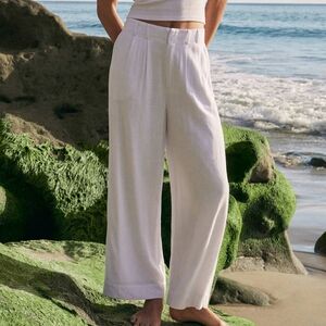 NWT Z Supply Farah Wide Leg Linen Blend Pants Sandstone XL